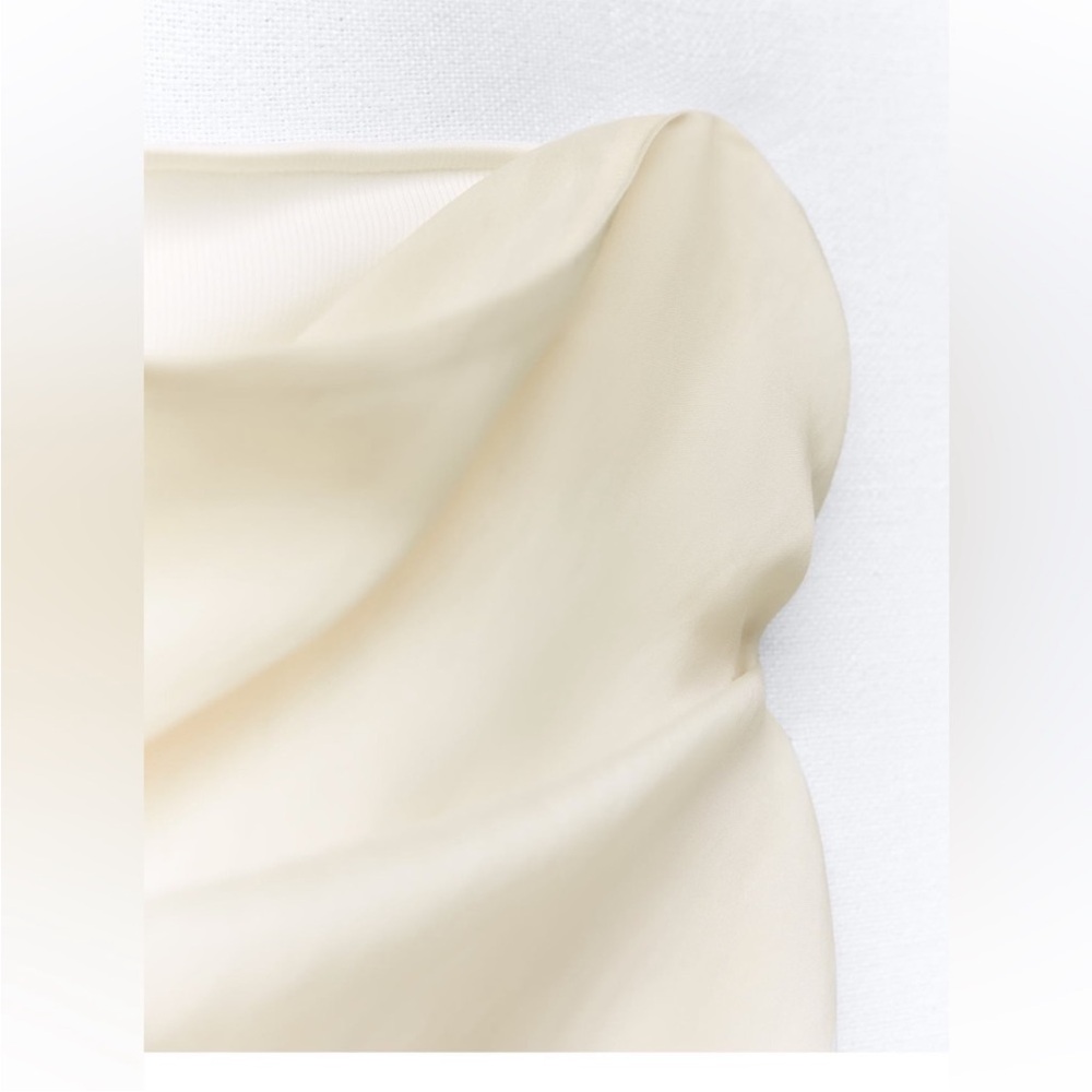 ZARA DRAPED OVERLAY TOP BEIGE - Picture 7 of 9